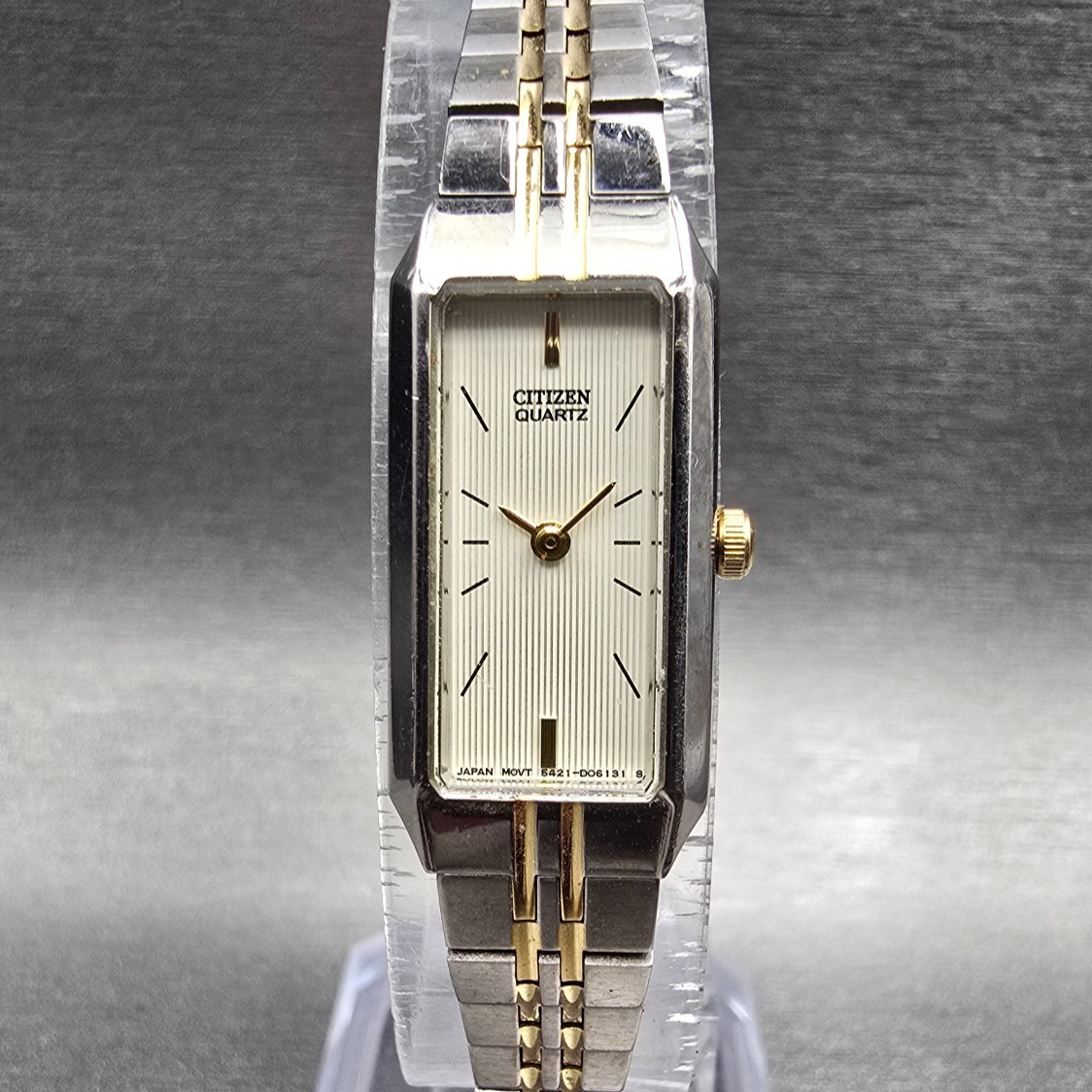 Citizen Tank Watch Women 13mm Champagne Dial Two Tone Rectangle New Battery JP0