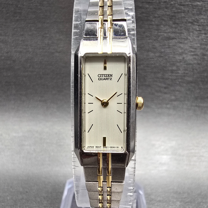Citizen Tank Watch Women 13mm Champagne Dial Two Tone Rectangle New Battery JP0
