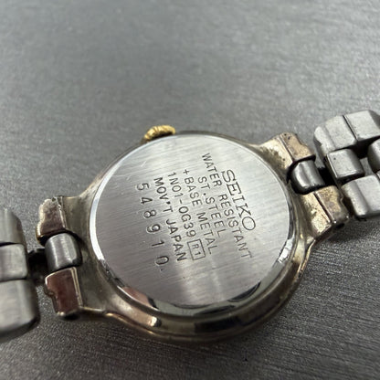 Seiko Watch Women 22mm Black Dial Two Tone Round 1N01-0G39 New Battery9