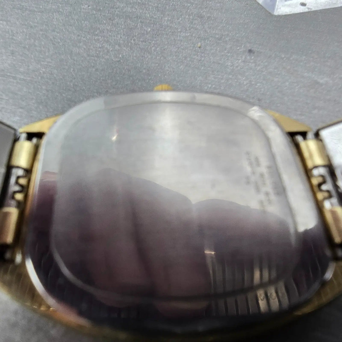 Bulova Tank Watch Men 34mm Champagne Dial Gold Daydate Rectangle 7053 New batt9