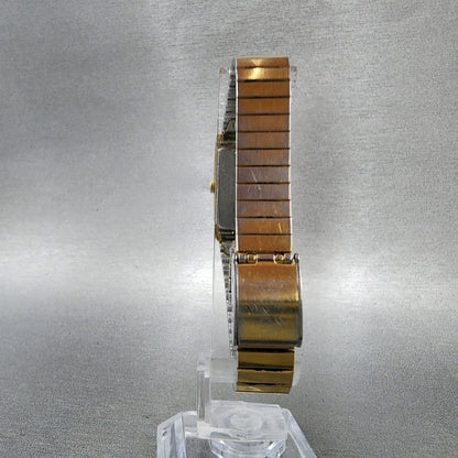 Seiko Tank Watch Women 17mm Champagne Dial Gold Tone Rectangle 2C20-5830 New Bat7