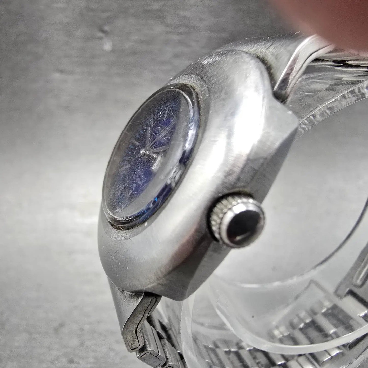 Seiko Automatic Watch Women 31mm Blue Dial Silver Tone READ!!!!!! 2706-7020 Runs2