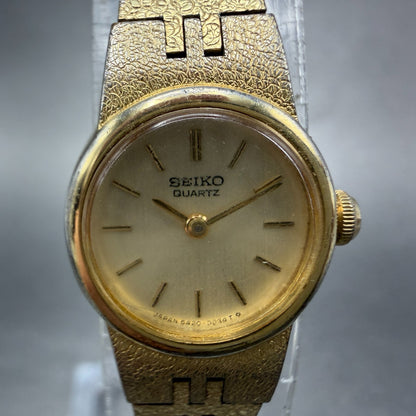 Seiko Watch Women 16mm Champagne Dial Gold Tone Round 5420-0039 New Battery HG61