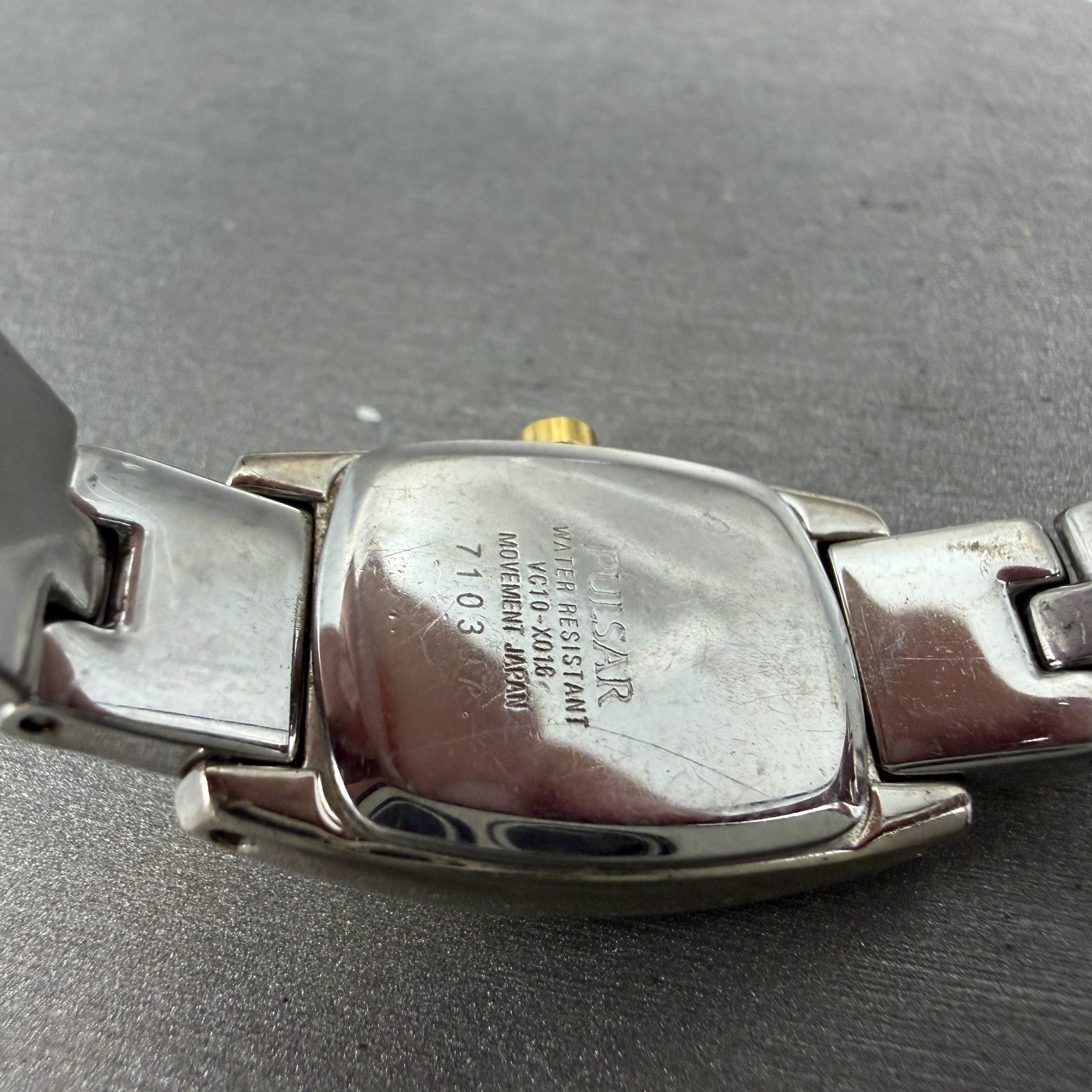 Pulsar Watch Women 18mm MOP Dial Two Tone Rectangle VC10-X016 New Battery9