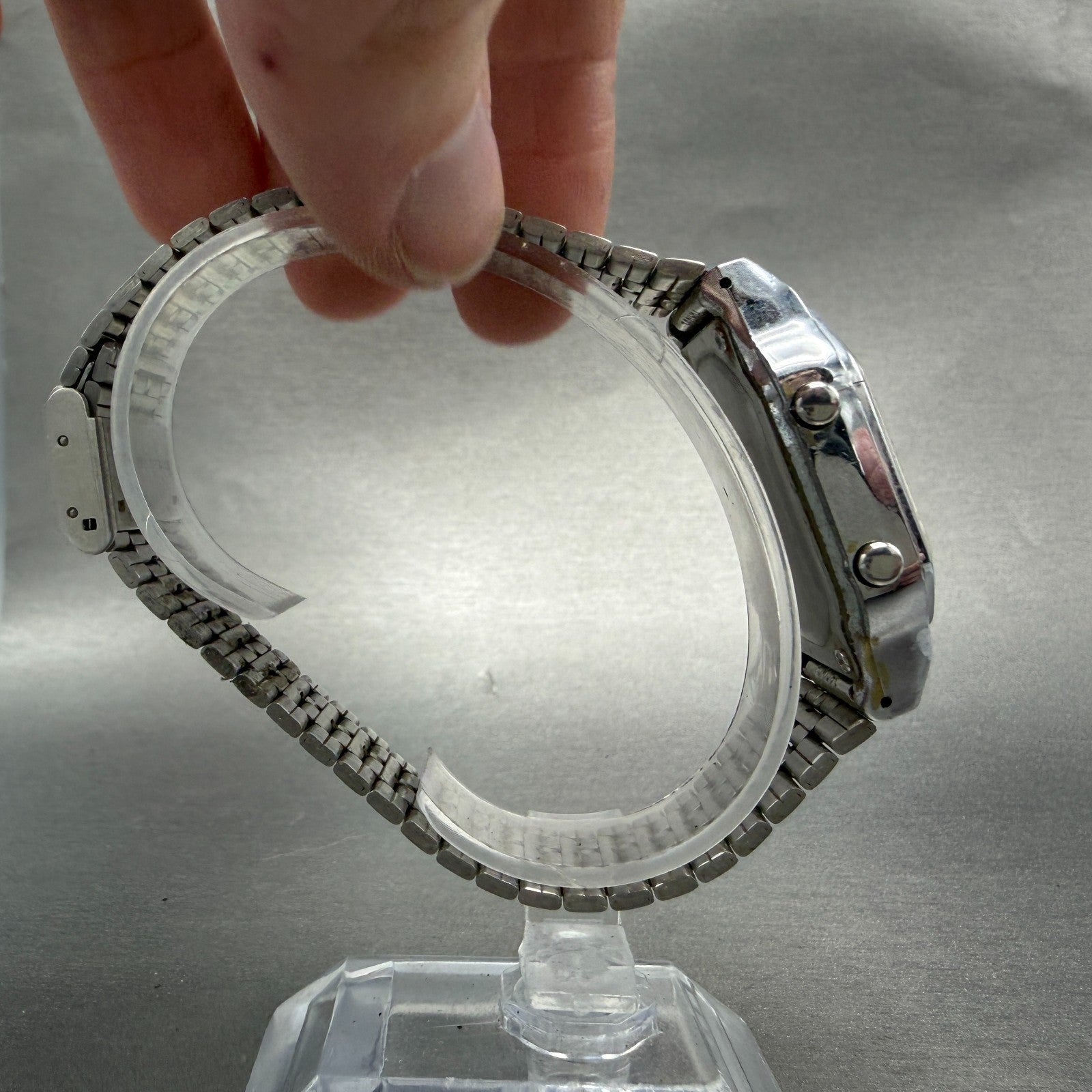 Seiko ALBA Analog Digital Watch Men Luminous Dial Silver Tone V072-5020 PARTS9