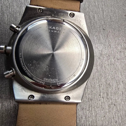 Skagen Grenen Chronograph Watch Men 42mm Blue Dial Silver Tone SKW6842 New Batt10