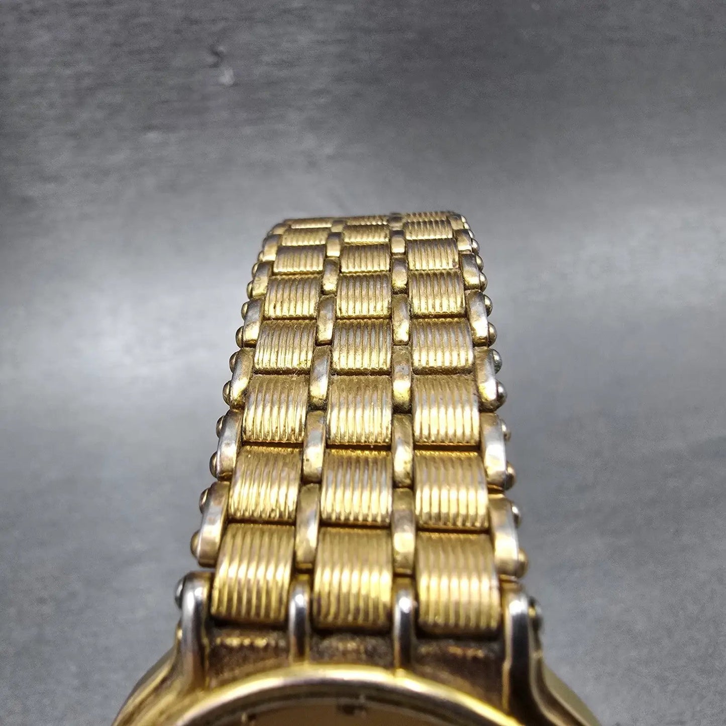 Lucien Piccard Dufonte Watch Men 32mm Gold Dial Gold Tone Round New Battery VTG4
