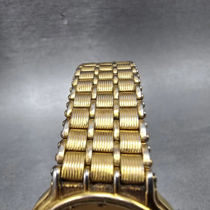 Lucien Piccard Dufonte Watch Men 32mm Gold Dial Gold Tone Round New Battery VTG4