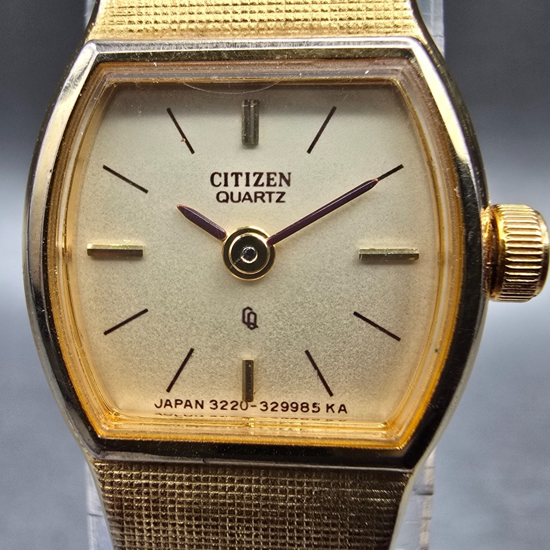 Citizen CQ Watch Women 17mm Champagne Dial Gold Tone 3220-324111 New Battery JP1