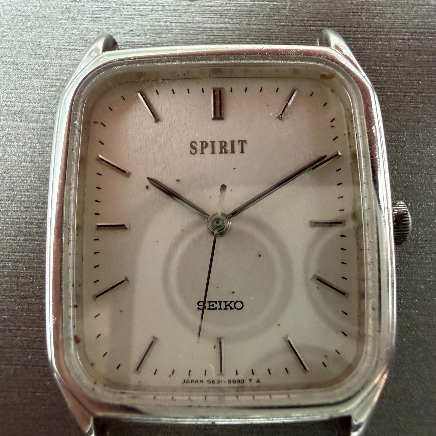 Seiko Spirit Tank Watch Men 27mm Silver Dial Silver Tone 5E31-5B50 PARTS2
