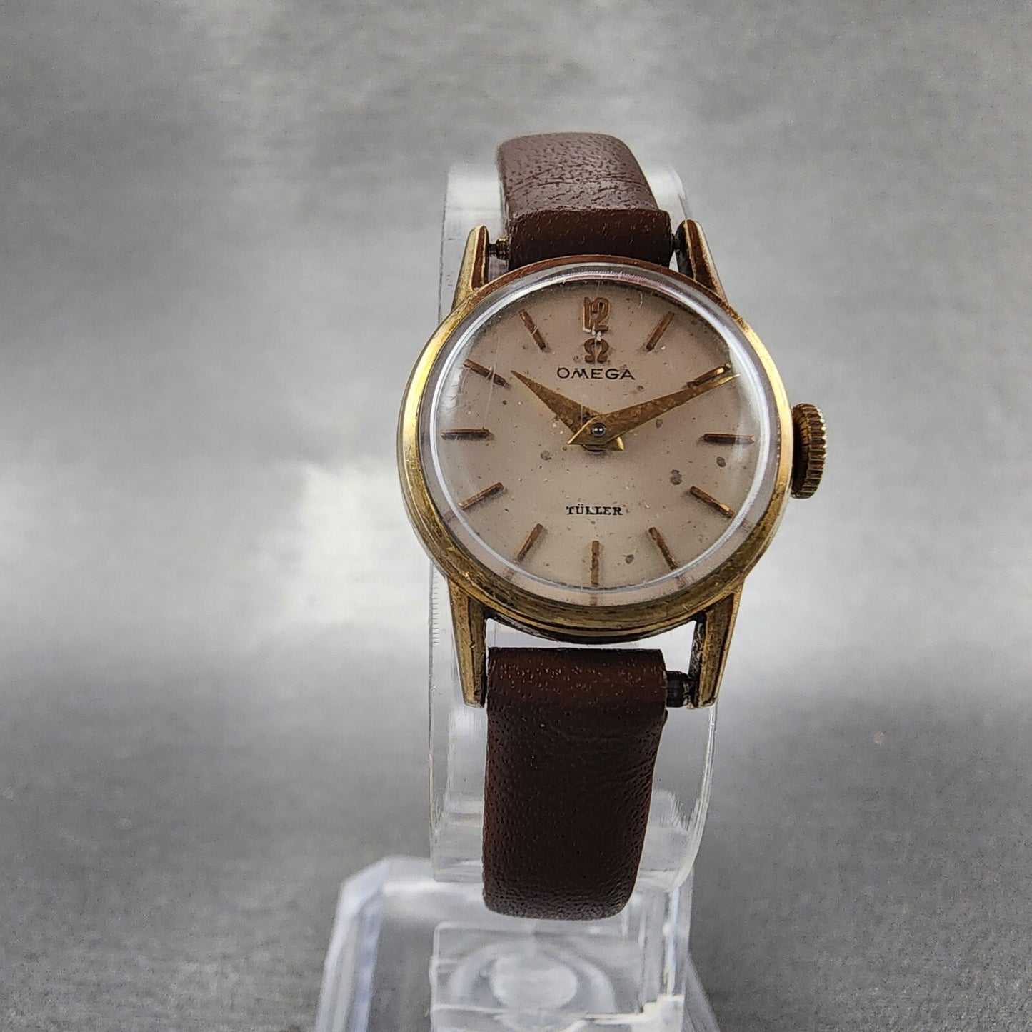 VTG Omega Turler Watch Women 19mm Cream Dial Gold Plated Manual Wind Runs Cal2446