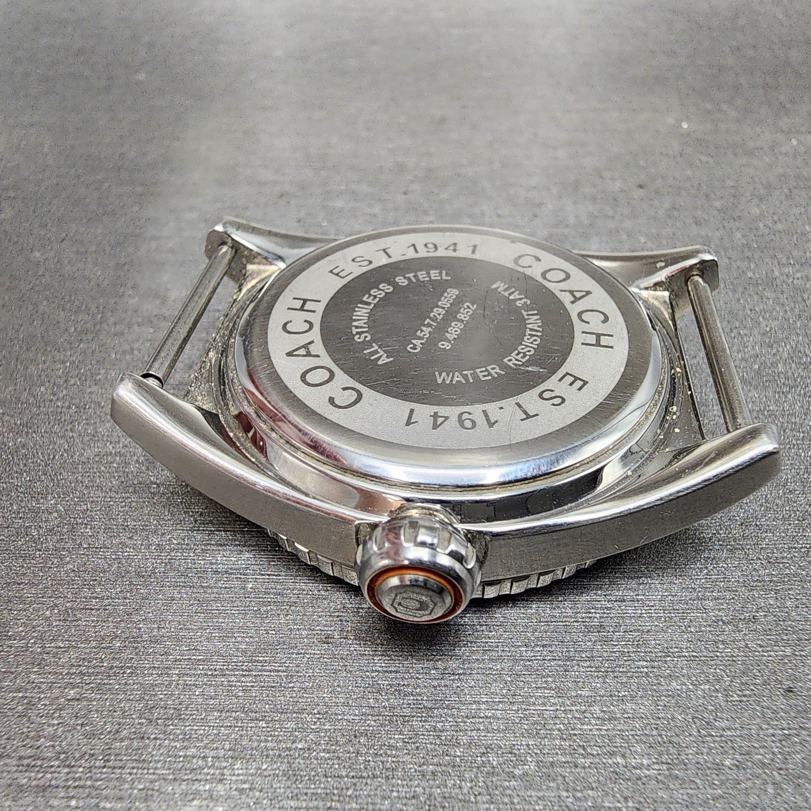 Coach Boyfriend Watch Women 38mm Orange Dial Silver Tone Round New Battery10