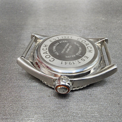 Coach Boyfriend Watch Women 38mm Orange Dial Silver Tone Round New Battery10