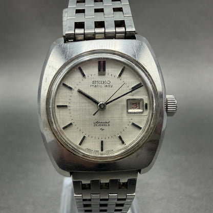 Seiko Matic Lady Special Watch Women 25mm Silver Dial Steel Date 2565-0010 PARTS0
