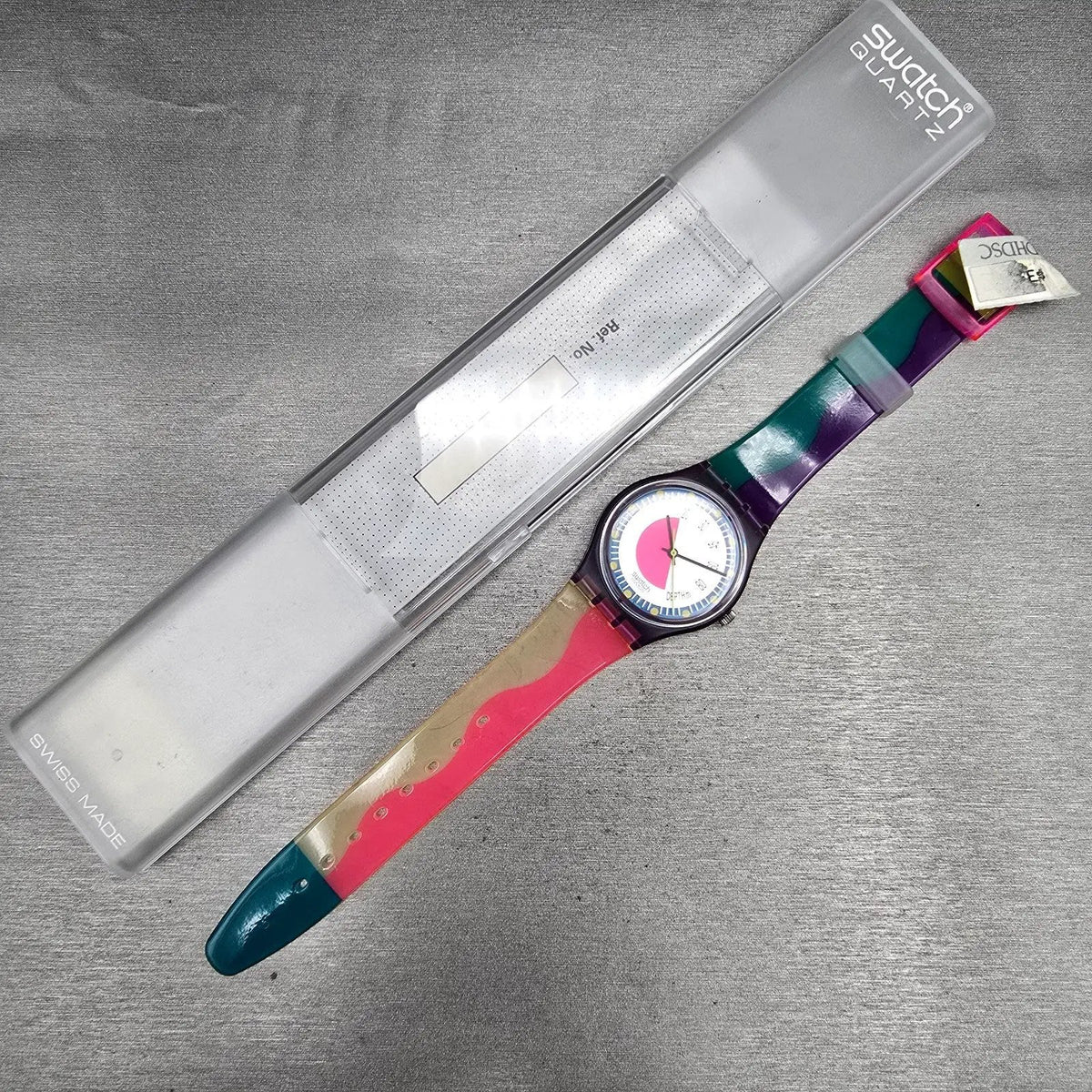 Swatch Scoob-A-Doo Watch Men 34mm Silver Dial Purple Case GV102 New Battery NOS14