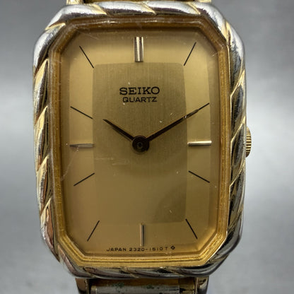 Seiko Tank Watch Women 19mm Champagne Dial Two Tone 23205449 New Battery1