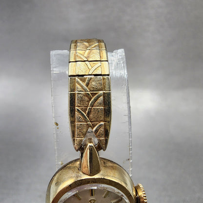 Omega Watch Women 17mm Silver Dial 14K Gold Filled Manual Wind Runs Caliber 4844