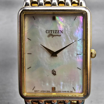 Citizen Elegance Watch Men 22mm MOP Dial Gold Tone 2200-S12843 New Battery VTG1