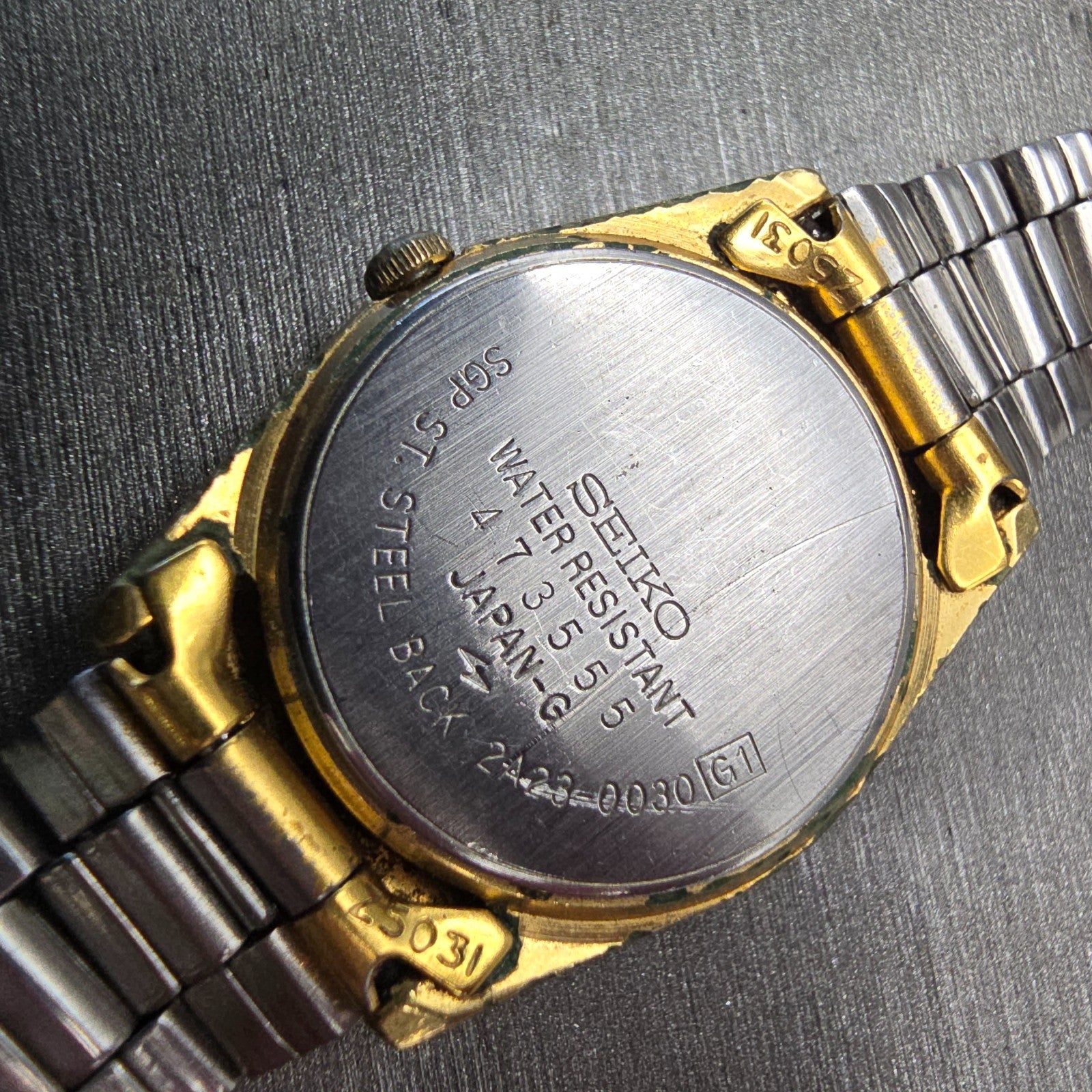 Seiko SQ Watch Women 24mm Gold Dial Gold Tone Daydate Round 2A20-0030 New Batt10