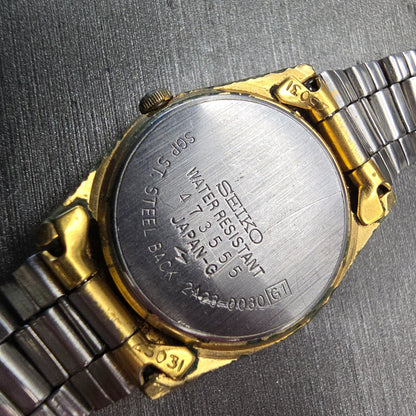 Seiko SQ Watch Women 24mm Gold Dial Gold Tone Daydate Round 2A20-0030 New Batt10