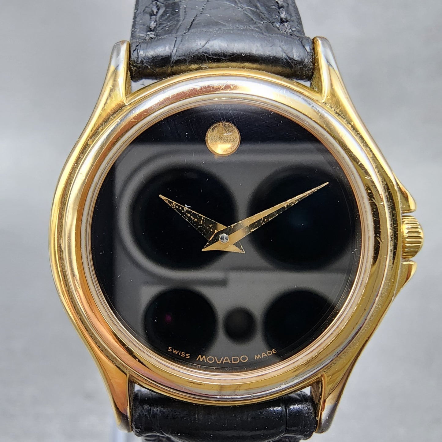 Movado Museum Watch Women 28mm Black Dial Gold Tone Round 87 E4 0823 New BattABC2