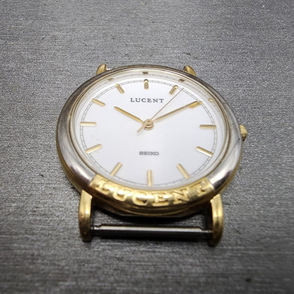 Seiko Lucent Watch Men 30mm White Dial Two Tone 7n01-615a New battery