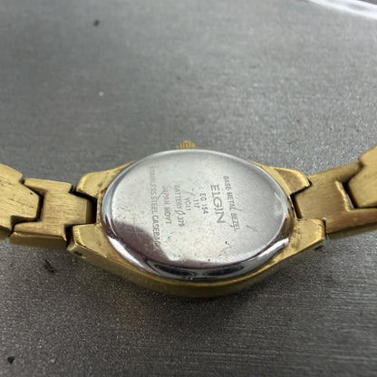 Elgin Watch Women 17mm MOP Dial Gold Tone Oval EG154 New Battery9