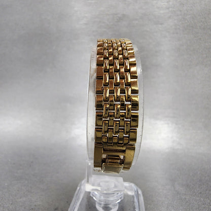 Seiko Watch Women 18mm Black Dial Gold Tone Oval V4015109 New Battery ABC1237