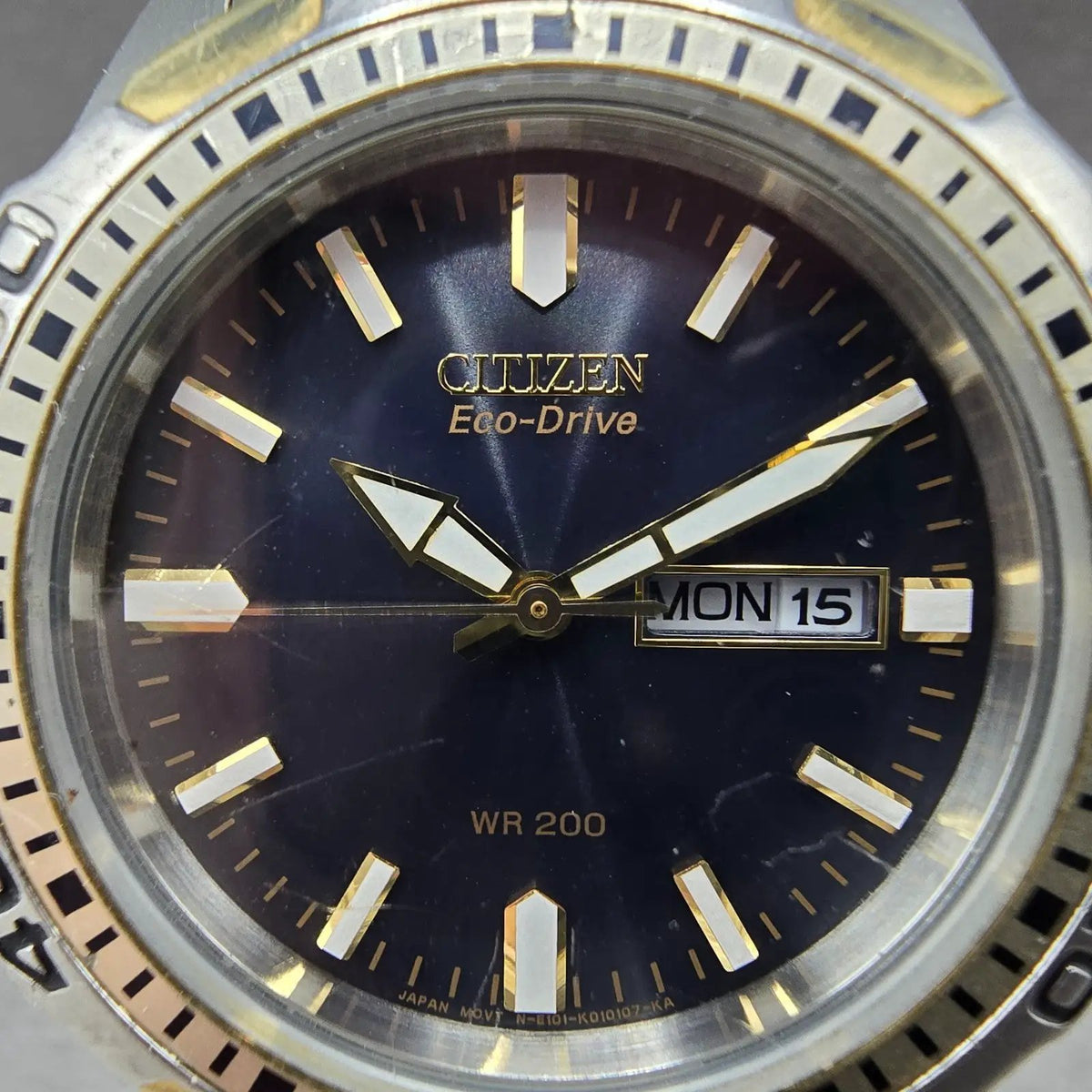 Citizen Eco-Drive Watch Men 40mm Blue Dial Two Tone Daydate BM8404-59L Runs1