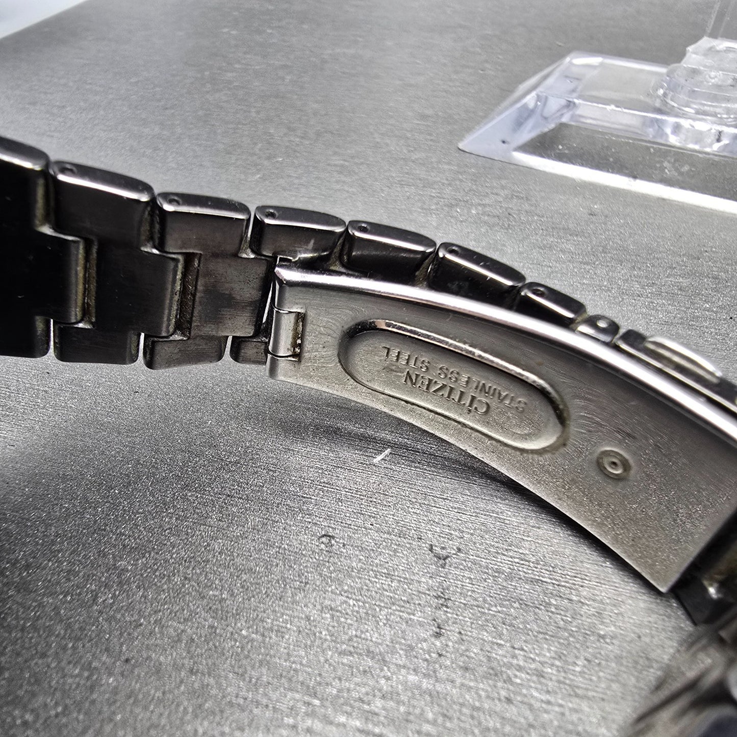 Citizen Eco-Drive Watch Men 38mm Black Dial Black Tone Atomic Date PARTS!!! H41611