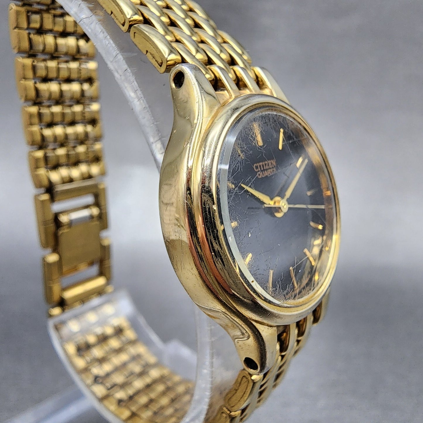 Citizen Watch Women 24mm Black Dial Gold Tone Round 6031K06894 New Battery3