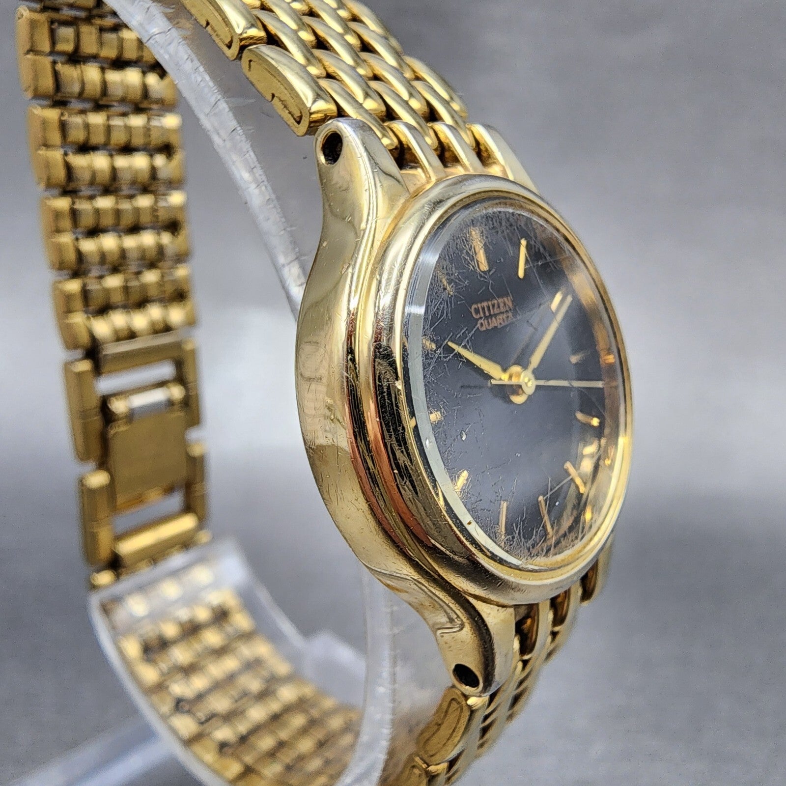 Citizen Watch Women 24mm Black Dial Gold Tone Round 6031K06894 New Battery3
