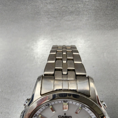 Casio Lineage Watch Men 41mm White Dial Titanium Analog Digital Solar Runs4
