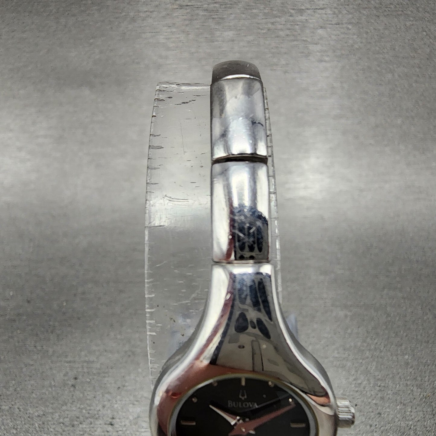 Bulova Watch Women 20mm Black Dial Stainless Steel Round 96L69 New Battery3