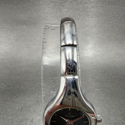 Bulova Watch Women 20mm Black Dial Stainless Steel Round 96L69 New Battery3