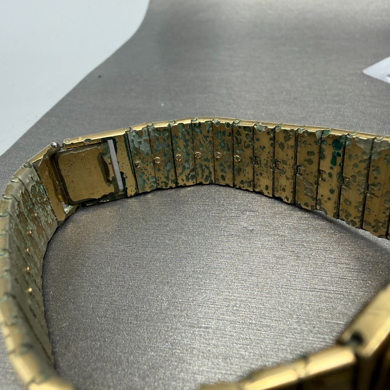 Bulova Tank Watch Men 27mm Gold Dial Gold Tone Rectangle 92V11 Vintage PARTS12
