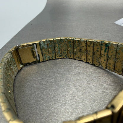 Bulova Tank Watch Men 27mm Gold Dial Gold Tone Rectangle 92V11 Vintage PARTS12