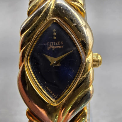 Citizen Elegance Watch Women 15mm Blue Dial Gold Tone 5421-F45880 New Battery1