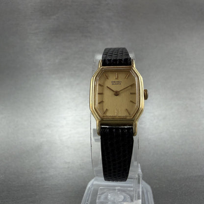 Seiko Watch Women 16mm Champagne Dial Gold Tone Octagon 2c20-5769 New Battery5