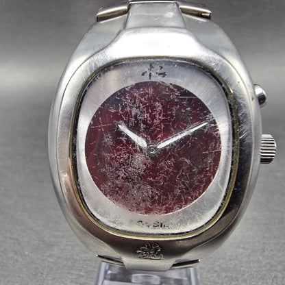 Fossil Big Tick Dragon Watch Men 40mm Red Dial Silver Tone JR-8161 New Battery G0