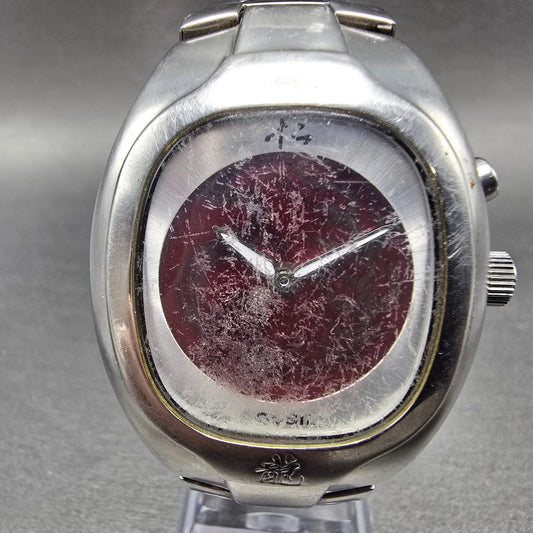 Fossil Big Tick Dragon Watch Men 40mm Red Dial Silver Tone JR-8161 New Battery G0