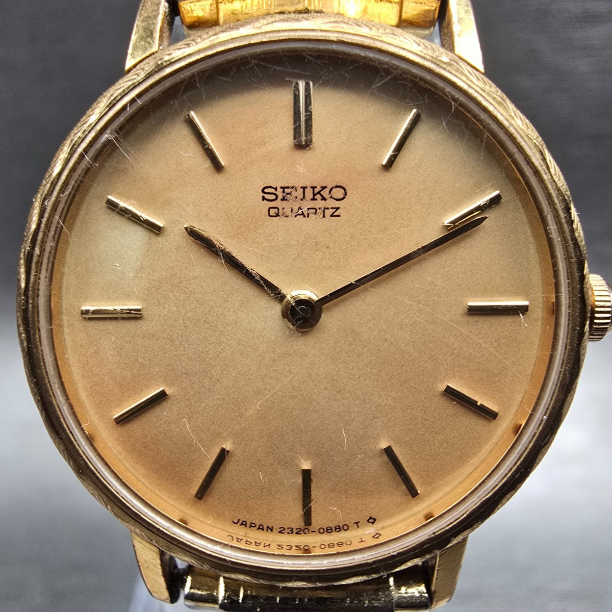 Seiko Watch Women 24mm Gold Dial Gold Tone Round 2320-0129 New Battery Vintage1
