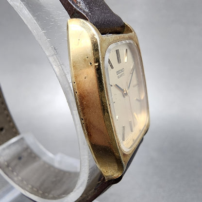 Seiko Watch Women 21mm Gold Dial Gold Tone Rectangle 14215380 New Battery VTG3