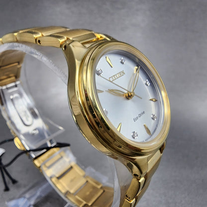 Citizen EcoDrive Corso Watch Women 29mm Silver Dial Gold Tone Round Works3