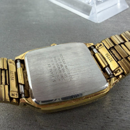 Citizen Tank Watch Men 27mm Champagne Dial Gold Rectangle 4031-893514 New Batt9
