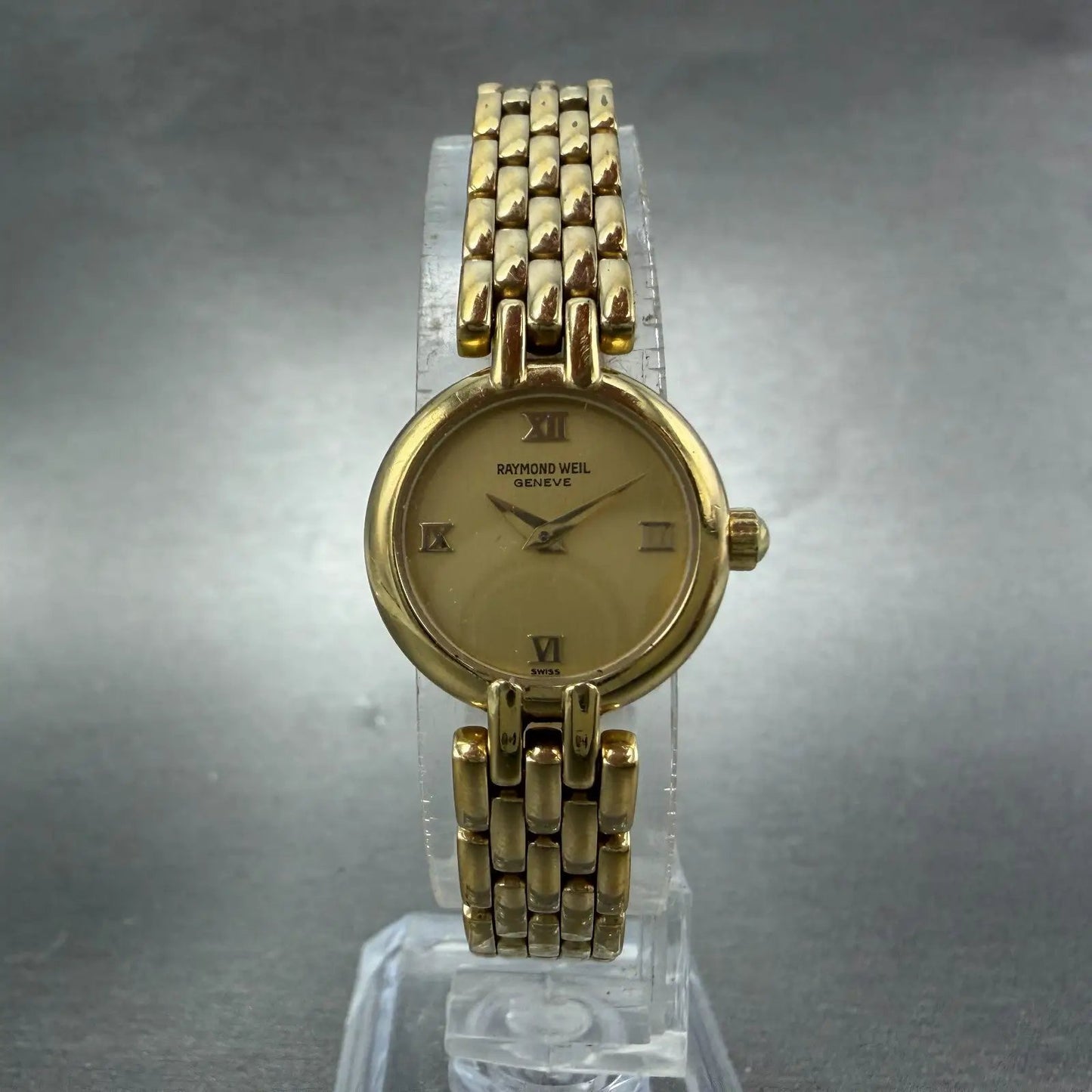 Raymond Weil Watch Women 20mm Gold Dial Gold Plated Round 5806-2 New Battery5