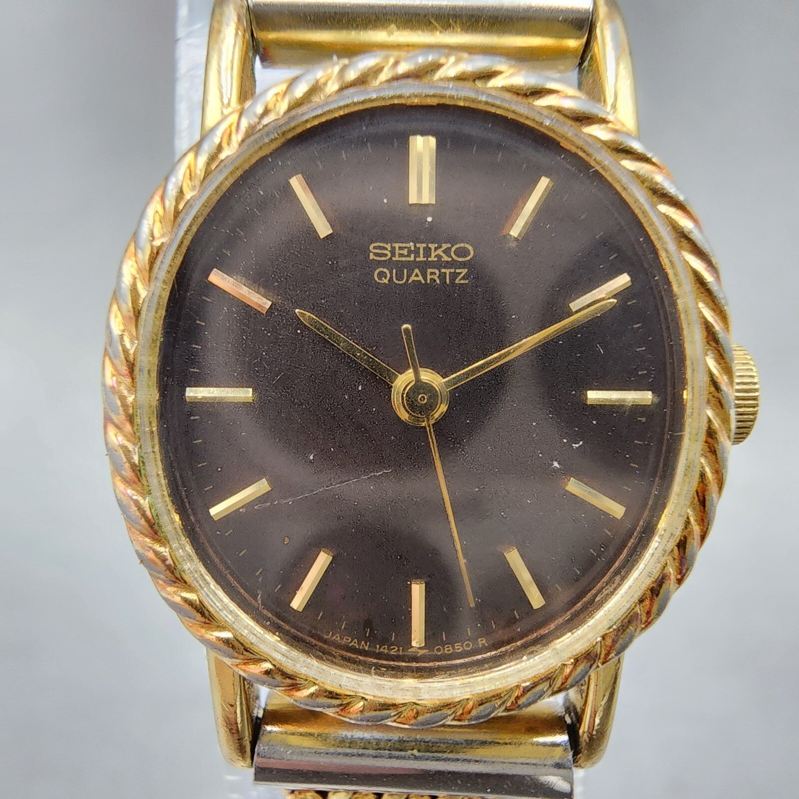 Seiko Watch Women 19mm Brown Dial Gold Tone 14215510 New Battery1