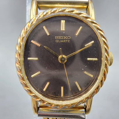 Seiko Watch Women 19mm Brown Dial Gold Tone 14215510 New Battery1