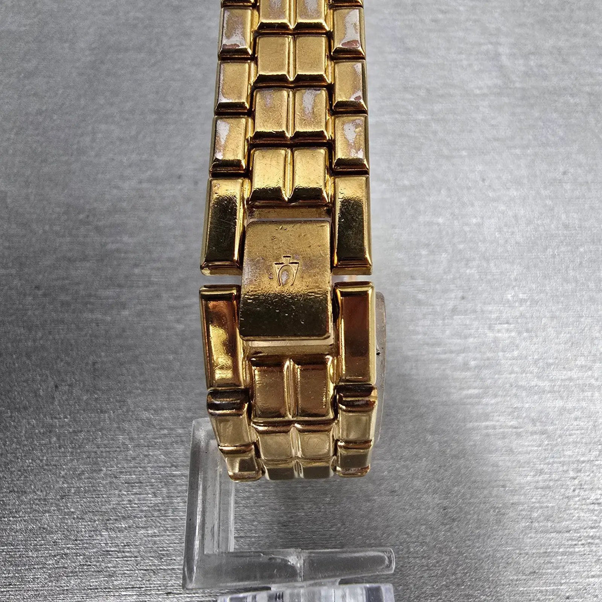 Bulova Watch Women 15mm White Dial Gold Tone Rectangle 97S82 New Battery7