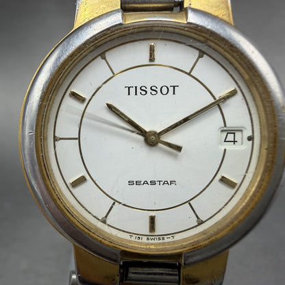 Tissot Seastar Watch Men 32mm White Dial Two Tone Date Round T251 New Batt1